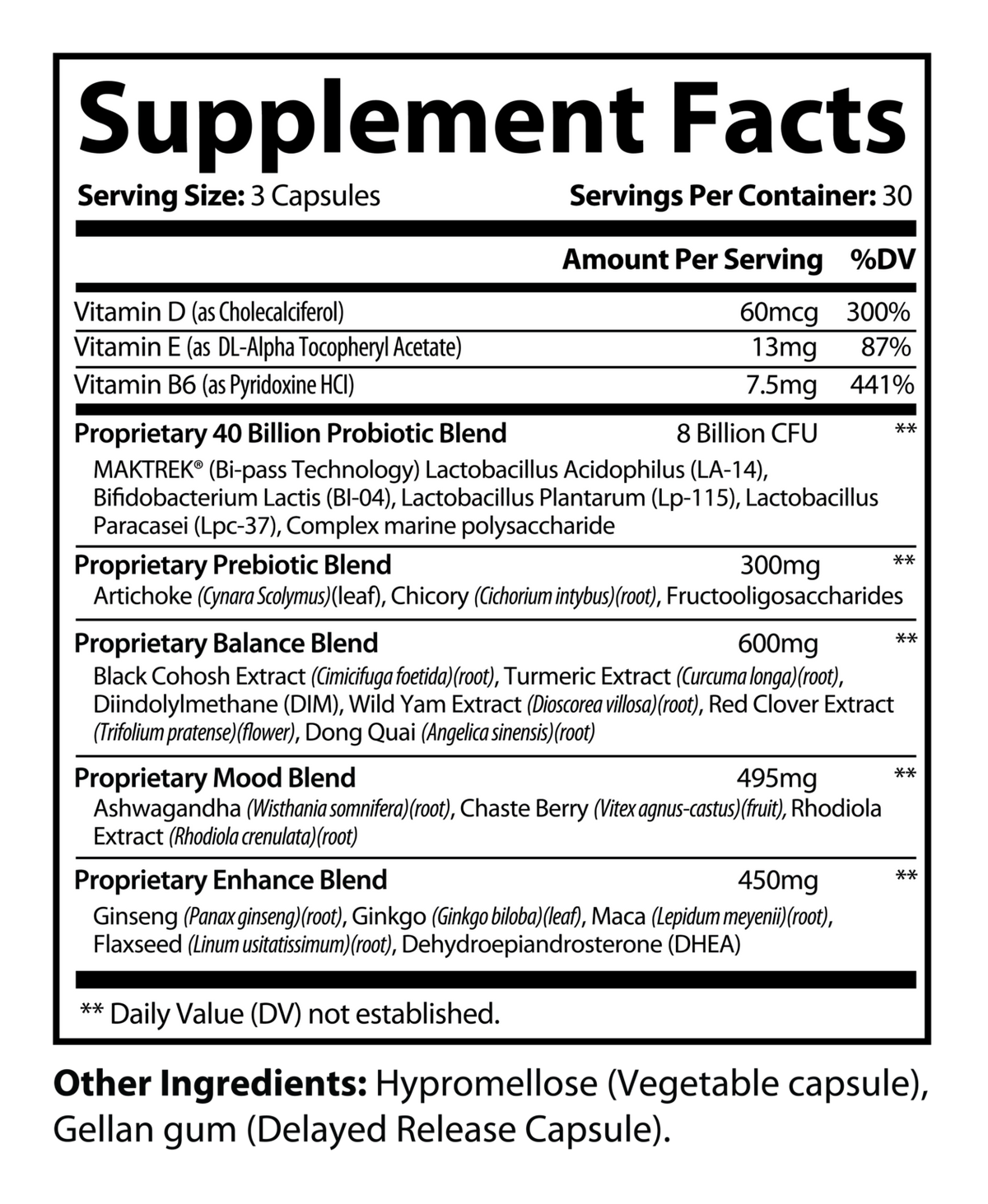 Vanity Wellness "HER RELIEF" Premium Menopause Support  w/ Wild Yam Extract